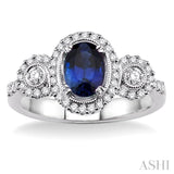 Oval Shape Gemstone & Diamond Ring