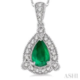 Pear Shape Gemstone & Diamond Pendant