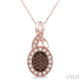 Oval Shape Champagne Diamond Pendant