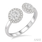 2 Stone Lovebright Diamond Fashion Open Ring