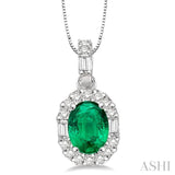 Oval Shape Gemstone & Diamond Pendant