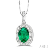 Oval Shape Gemstone & Diamond Pendant