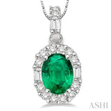 Oval Shape Gemstone & Diamond Pendant