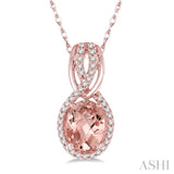 Oval Shape Gemstone & Diamond Pendant