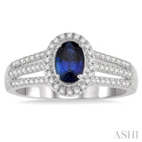 Oval Shape Gemstone & Diamond Ring