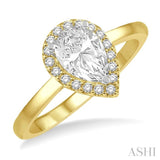 1/10 Ctw Pear Shape Round Cut Diamond Semi-Mount Engagement Ring in 14K Yellow and White Gold