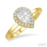 1/10 Ctw Round Cut Diamond Halo Semi Mount Engagement Ring in 14K Yellow and White Gold