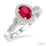 Oval Shape Gemstone & Diamond Ring