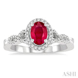 Oval Shape Gemstone & Diamond Ring