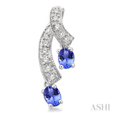 Oval Shape Gemstone & Diamond Fashion Earrings