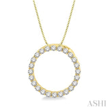 1/4 Ctw Circle of Love Round Cut Diamond Pendant With Chain in 14K Yellow Gold