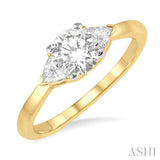 1/6 Ctw Triangular Cut Diamond Semi-Mount Engagement Ring in 14K Yellow and White Gold