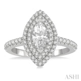 Marquise Shape Semi-Mount Diamond Engagement Ring