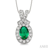 Oval Shape Gemstone & Diamond Pendant