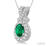 Oval Shape Gemstone & Diamond Pendant