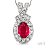 Oval Shape Gemstone & Diamond Pendant