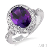 Oval Shape Gemstone & Diamond Ring