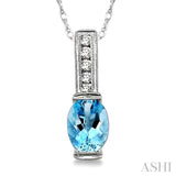 Oval Shape Gemstone & Diamond Pendant