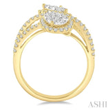 Pear Shape 2 Stone Lovebright Diamond Fashion Ring