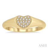 Stackable Heart Shape Petite Diamond Signet Ring