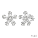 Flower Baguette Diamond Fashion Earrings