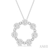3 Ctw 7 Lovebright Circular Round Cut Diamond Pendant in 14K White Gold with Chain