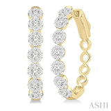 1 Ctw Round Cut Lovebright Diamond Hoop Earrings in 14K Yellow and White Gold