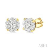 1/2 Ctw Lovebright Round Cut Diamond Stud Earrings in 14K Yellow and White Gold