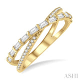 Criss Cross Baguette Diamond Fashion Ring