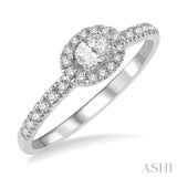 1/3 Ctw Oval Shape Round Cut Diamond Fashion Ring with 1/6 ct Oval Cut Center Stone in 14K White Gold