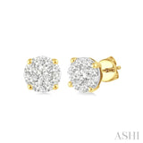 1/4 Ctw Lovebright Round Cut Diamond Stud Earrings in 14K Yellow and white Gold