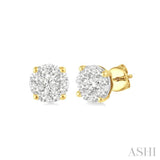 1/6 Ctw Lovebright Round Cut Diamond Stud Earrings in 14K Yellow and white Gold