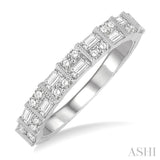 Double Row Baguette Diamond Wedding Band