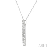 Double Row Vertical Bar Baguette Diamond Pendant