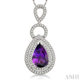 Pear Shape Gemstone & Diamond Pendant