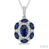 Oval Shape Gemstone & Diamond Pendant