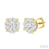 3/4 Ctw Lovebright Round Cut Diamond Stud Earrings in 14K Yellow and White Gold