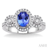 Oval Shape Gemstone & Diamond Ring