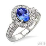 Oval Shape Gemstone & Diamond Ring