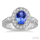 Oval Shape Gemstone & Diamond Ring