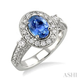 Oval Shape Gemstone & Diamond Ring