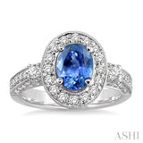 Oval Shape Gemstone & Diamond Ring