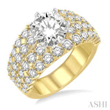 2 1/2 Ctw Diamond Semi-mount Engagement Ring in 14K Yellow and White Gold