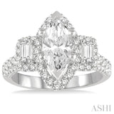 Marquise Shape Semi-Mount Diamond Engagement Ring