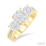 1 Ctw Lovebright Round Cut Diamond Ring in 14K Yellow and White Gold