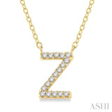 1/20 Ctw Initial 'Z' Round Cut Diamond Pendant With Chain in 14K Yellow Gold