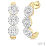 7/8 ctw Lovebright Round Cut Diamond Half Hoop Earring in 14K Yellow and White Gold