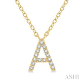 1/20 Ctw Initial 'A' Round Cut Diamond Pendant With Chain in 14K Yellow Gold