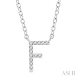 1/20 Ctw Initial 'F' Round Cut Diamond Pendant With Chain in 14K White Gold