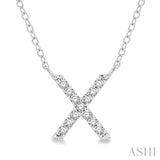 1/20 Ctw Initial 'X' Round Cut Diamond Pendant With Chain in 14K White Gold